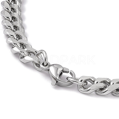 Tarnish Resistant 201 Stainless Steel Curb Chain Bracelet with 304 Stainless Steel Clasps for Men Women BJEW-M235-02A-P-1