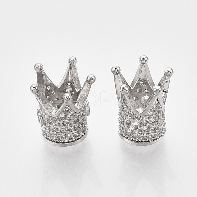Rack Plating Brass Cubic Zirconia Beads ZIRC-S034-02P-1