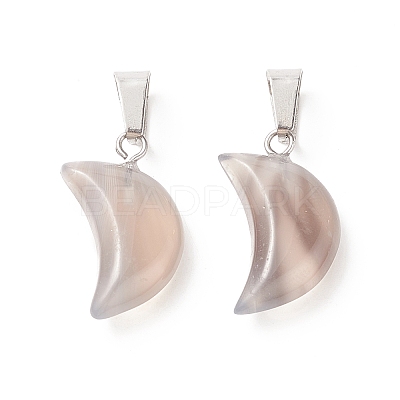 Natural Grey Agate Pendants G-Q369-17-1