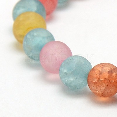 Frosted Synthetic Crackle Quartz Round Beads Strands G-L155-6mm-04-1