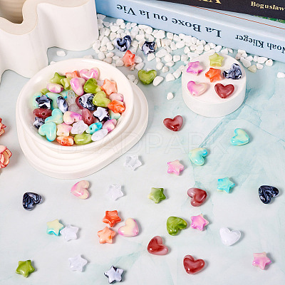 60Pcs 6 Colors Acrylic Beads OACR-TA0003-13-1