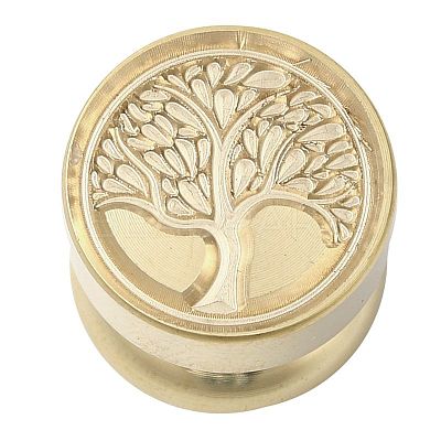 Golden Tone Round Wax Seal Brass Stamp Heads AJEW-M040-01G-R-1