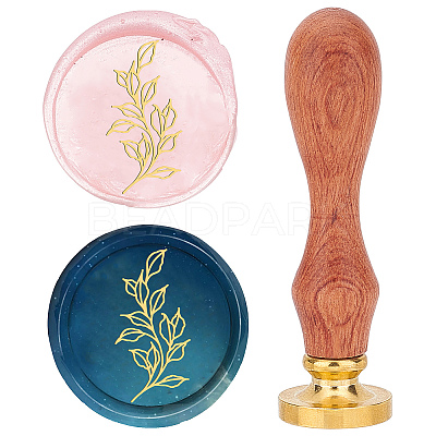 Brass Wax Seal Stamp with Wood Handle AJEW-WH0412-0015-1