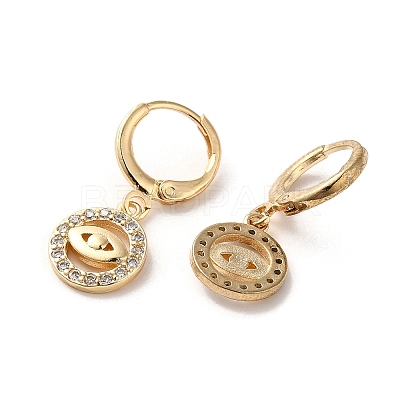 Horse Eye Brass Dangle Leverback Earrings EJEW-Q797-02F-G-1