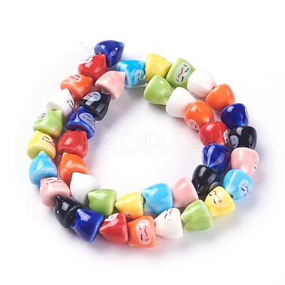 Handmade Kitten Printed Porcelain Beads PORC-E015-04-1