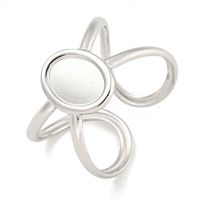 Non-Tarnish 304 Stainless Steel Oval Cuff Ring Components X-RJEW-A043-07P-1