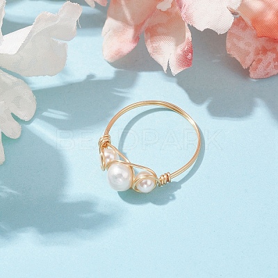Natural Pearl Finger Rings RJEW-JR00604-01-1
