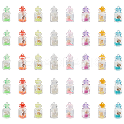 40Pcs 8 Colors Transparent & Luminous Plastic Pendants KY-CA0001-50-1