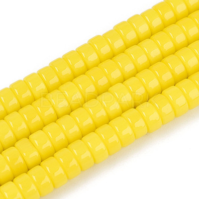 Opaque Solid Color Glass Beads Strands GLAA-N026-3x6mm-03-1