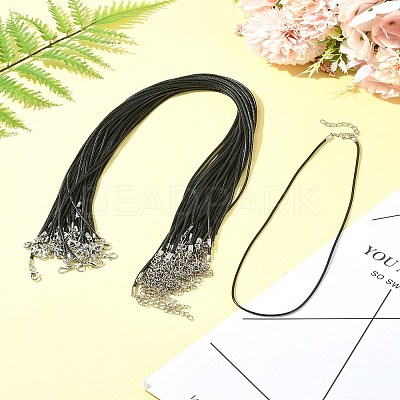 36Pcs Black Waxed Cord Necklace Making NCOR-FS0001-05P-1
