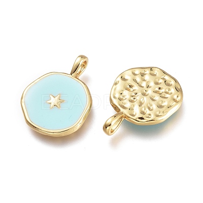 Brass Enamel Pendants X-KK-K248-02B-G-1