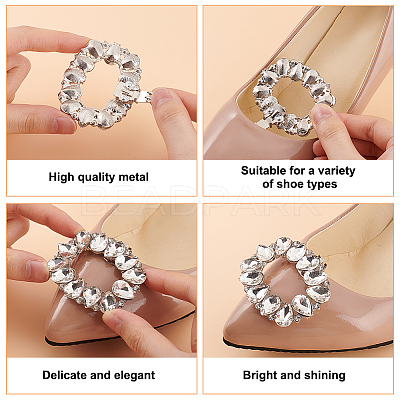 4Pcs 2 Colors Zinc Alloy Crystal Rhinestone Shoe Decoration FIND-GO0002-30-1