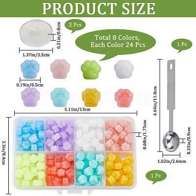 192pcs 8 Colors Paw Print Sealing Wax Particles DIY-CP0009-19-1