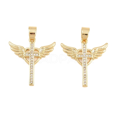 Easter Brass Micro Pave Clear Cubic Zirconia Pendants ZIRC-F148-14B-G-1