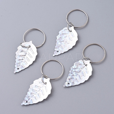 Plastic Paillette/Sequin Hair Braid Rings Pendants KEYC-TAC0001-03G-1