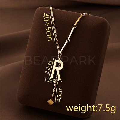 304 Stainless Steel Initial Pendant with Dice Tassel Necklaces FS-WGD823D-18-1