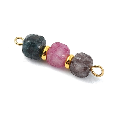 3Pcs 3 Styles Natural Multicolor Tourmaline Faceted Cube Beaded Links Connector Charms PALLOY-JF05291-1