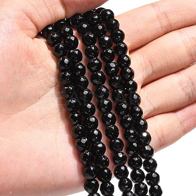 Black Stone Beads Strands X-G-I087-6mm-1