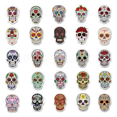 Halloween Theme Luminous Body Art Tattoos Stickers SKUL-PW0002-092-1