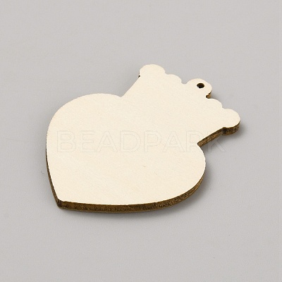 Single Face Printed Heart Wood Big Pendants WOOD-CJC0011-07B-1