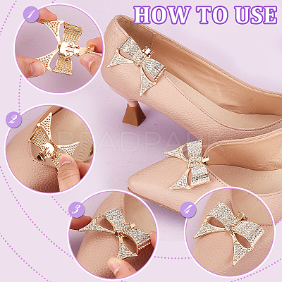 8Pcs 4 Styles Bowknot Alloy Rhinestone Shoe Decorations AJEW-PH0011-73-1