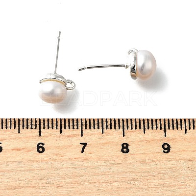 Natural Pearl Stud Earrings Findings KK-B059-33S-1