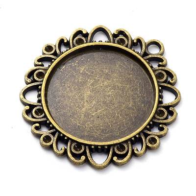 Tibetan Style Alloy Pendant Cabochon Settings PALLOY-P224-03AB-1