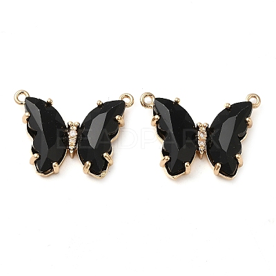 Brass Pave Faceted Glass Connector Charms FIND-Z020-03A-1