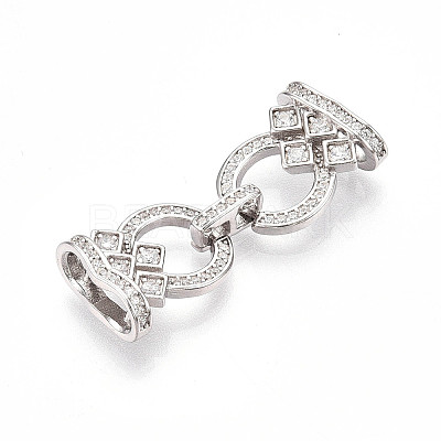 925 Sterling Silver Micro Pave Clear Cubic Zirconia Fold Over Clasps STER-T008-01P-1