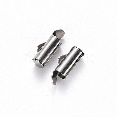 Non-Tarnish 304 Stainless Steel Slide On End Clasp Tubes X-STAS-S115-01C-P-1