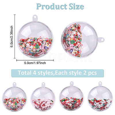8Pcs 4 Styles Transparent Plastic & Handmade Polymer Clay Big Pendants PALLOY-YW00096-1