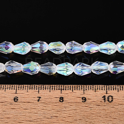 Transparent Electroplate Glass Beads Strands EGLA-N023-6x8mm-A01-1