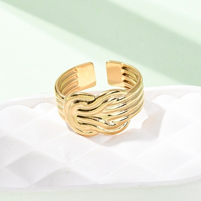 304 Stainless Steel Open Cuff Rings for Women RJEW-K309-09G-1