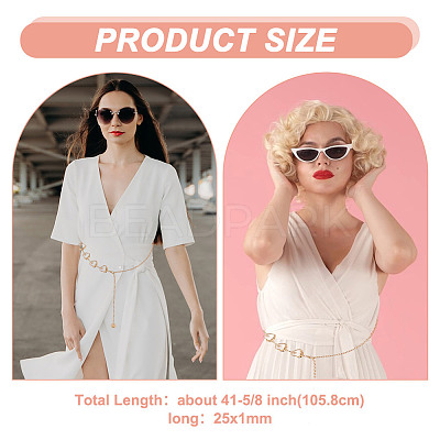2Pcs 2 Colors Moon & Sun Alloy Link Chain Belts AJEW-GO0001-78A-1