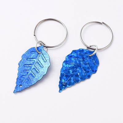 Plastic Paillette/Sequin Hair Braid Rings Pendants KEYC-TAC0001-03E-1