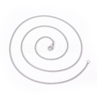 Non-Tarnish 304 Stainless Steel Curb Chain Necklaces MAK-I012-X01-1