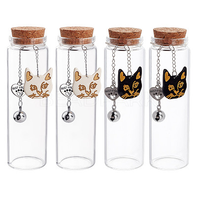 4Pcs 2 Styles Transparent Glass Empty Bottles AJEW-DR00032-1