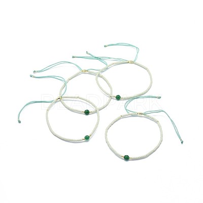 Adjustable Natural Agate Braided Bead Bracelets BJEW-F391-A15-1