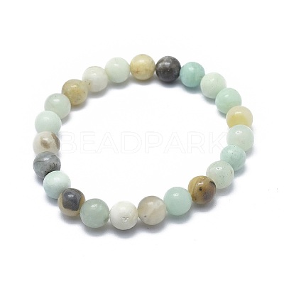 Natural Flower Amazonite Bead Stretch Bracelets X-BJEW-K212-B-007-1