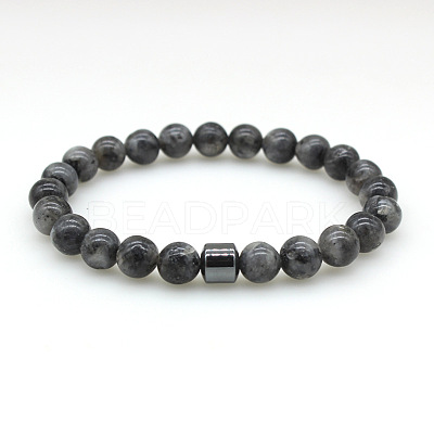 Natural Labradorite Round Beaded Stretch Bracelets for Men Women FS-WG77712-05-1