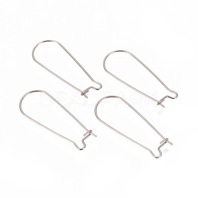 Tarnish Resistant 304 Stainless Steel Hoop Earrings Findings Kidney Ear Wires STAS-L216-22A-P-1