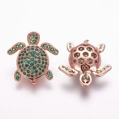 Brass Micro Pave Cubic Zirconia Beads ZIRC-F054-14RG-03-1