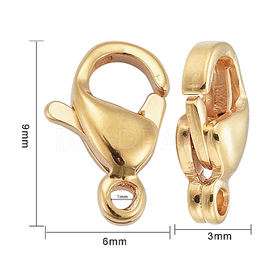 Ion Plating(IP) 304 Stainless Steel Lobster Claw Clasps LS-STAS-H352-01B-G-01-1