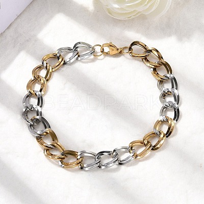 304 Stainless Steel Cuban Link Chain Bracelets for Women LS-BJEW-D377-01C-1