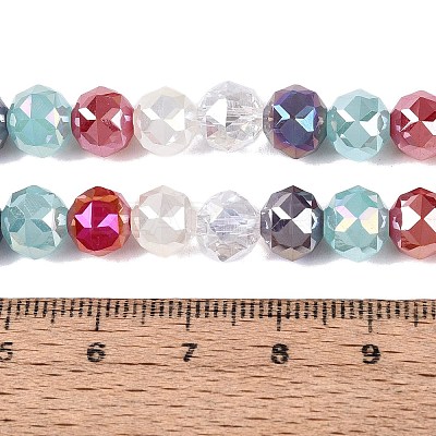 Electroplate Imitation Jade & Opaque & Transparent Glass Beads Strands EGLA-Q135-8MM-A10-1