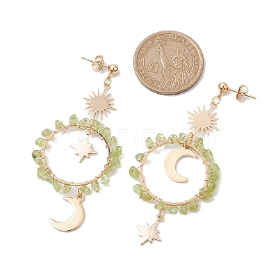 Vintage Natural Peridot Ear Studs EJEW-JE05806-02-1
