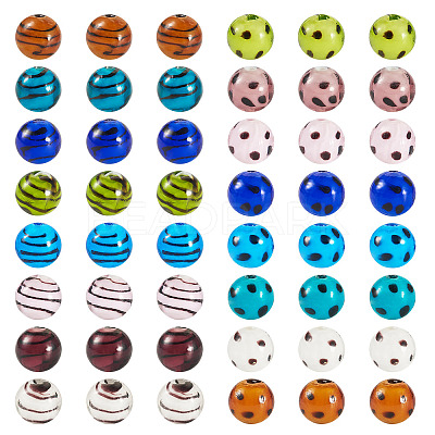 64Pcs 16 Styles Handmade Lampwork Beads LAMP-TA0001-59C-1