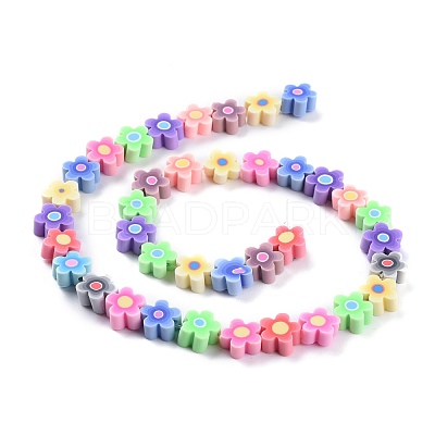 Handmade Flower Polymer Clay Beads Strands CLAY-M003-07H-1