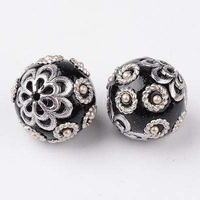 Round Handmade Indonesia Beads IPDL-L002-09B-1