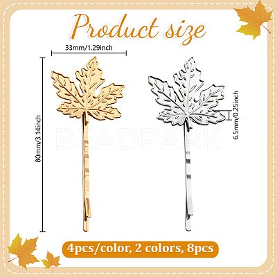 8Pcs 2 Colors Iron & Alloy Hair Bobby Pins PHAR-HY0001-13-1